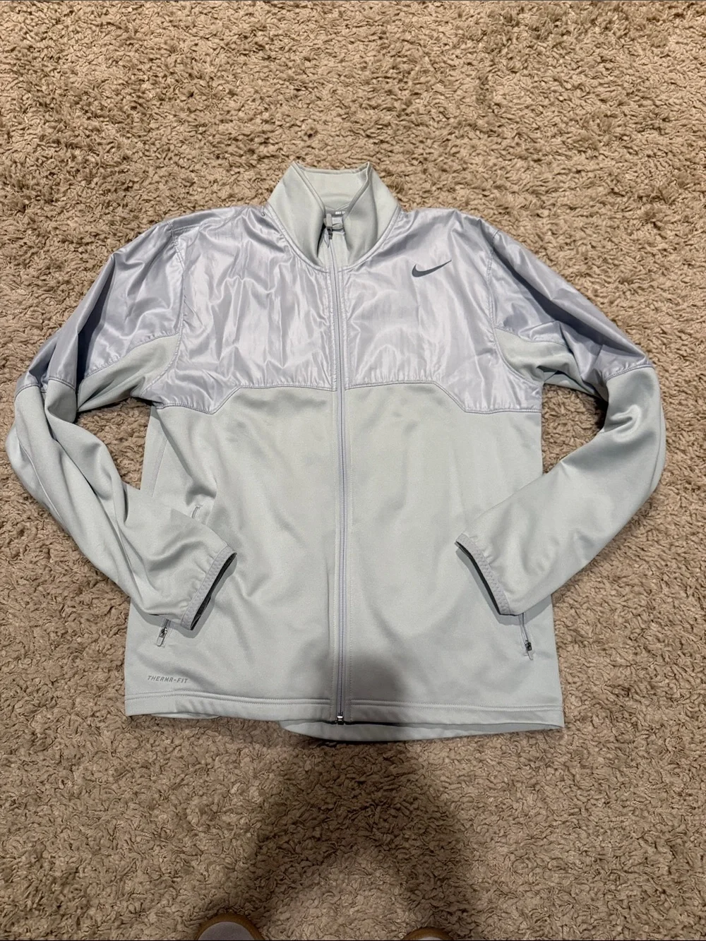 Nike Men's Full Zip Tennis Athletic Thermafit Jacket Gray Size Large